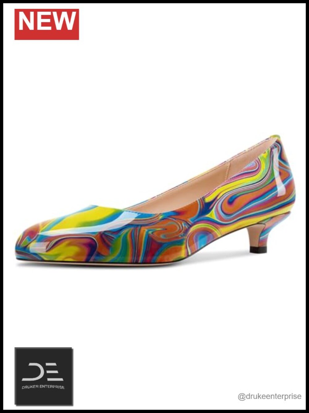 Women's Round Toe Kitten Heel Pumps Slip-On Low Heel Office Dress Shoes 1.4"